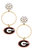 Georgia Bulldogs Pearl Cluster Enamel Hoop Earrings - Black And Red