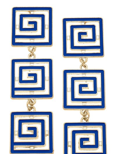 Canvas Style Gretchen Game Day Greek Keys Linked Enamel Earrings In Blue product