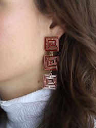 Gretchen Game Day Greek Keys Linked Enamel Earrings In Maroon