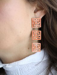Gretchen Game Day Greek Keys Linked Enamel Earrings In Orange