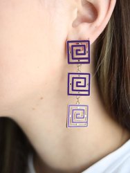 Gretchen Game Day Greek Keys Linked Enamel Earrings In Purple