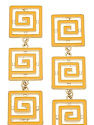 Gretchen Game Day Greek Keys Linked Enamel Earrings In Yellow - Yellow