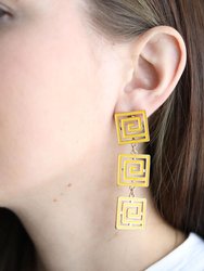 Gretchen Game Day Greek Keys Linked Enamel Earrings In Yellow