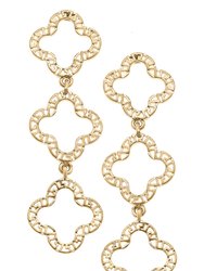 Gretchen Greek Keys Clover Linked Earrings - Worn Gold 