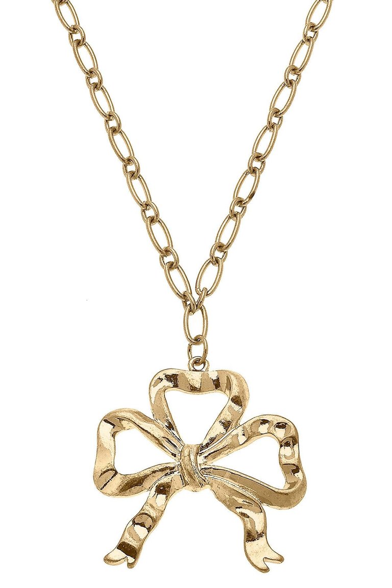 Greyson Bow Pendant Necklace in Worn Gold - Worn Gold