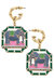 Honor Enamel Elephant & Bamboo Earrings - Green/Pink