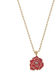 Isabella Enamel Rose Pendant Necklace