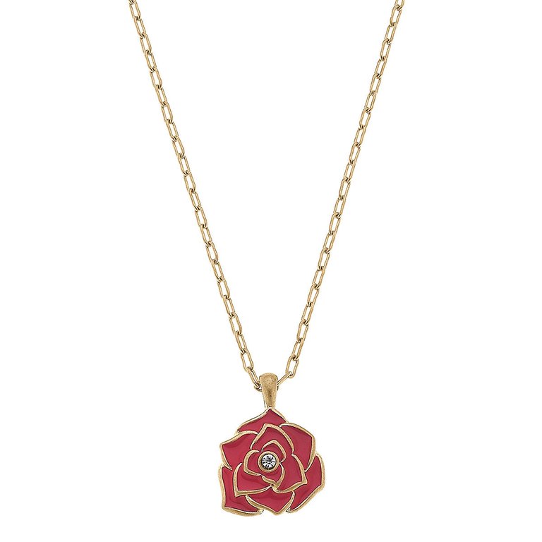 Isabella Enamel Rose Pendant Necklace