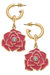 Isabella Rose Enamel Drop Hoop Earrings - Worn Gold