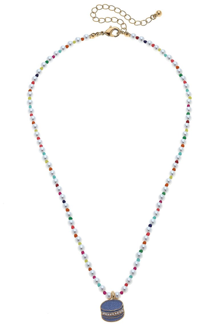 Jane Macaroon Pearl Beaded Children's Necklace - Purple