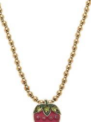 Jane Strawberry Gold Ball Beaded Children's Necklace