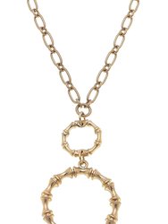 Jenny Bamboo Pendant Necklace - Worn Gold