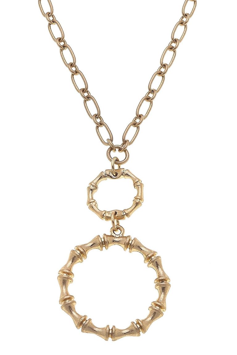 Jenny Bamboo Pendant Necklace - Worn Gold