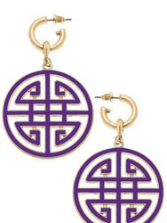 Jenson Game Day Greek Keys Enamel Statement Earrings In Purple - Purple