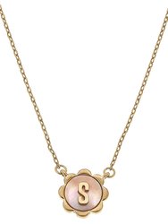 Juliette Mother of Pearl Scalloped Initial Necklace - Worn Gold