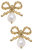 Kate Bow & Pearl Drop Earrings in Worn Gold - Worn Gold