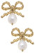 Kate Bow & Pearl Drop Earrings in Worn Gold - Worn Gold