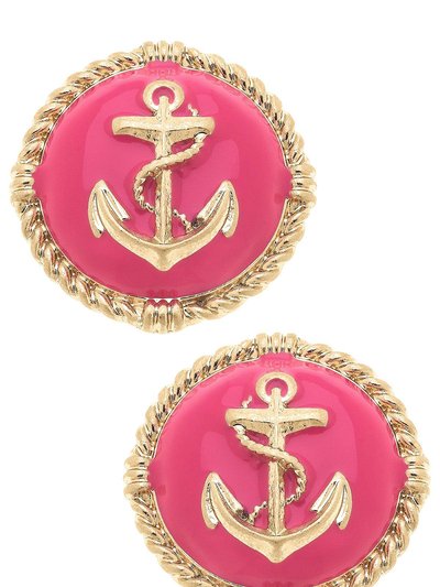Canvas Style Kathleen Enamel Anchor Statement Stud Earrings - Pink product