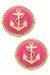 Kathleen Enamel Anchor Statement Stud Earrings - Pink - Pink