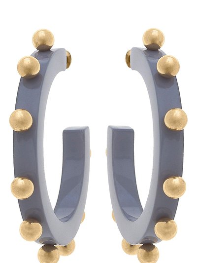 Canvas Style Kelley Studded Metal and Resin Hoop Earrings In Grey product