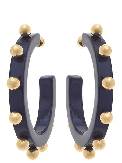 Canvas Style Kelley Studded Metal And Resin Hoop Earrings In Navy product