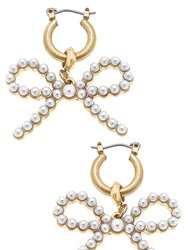 Kellie Pearl-Studded Bow Drop Earrings in Ivory - Ivory