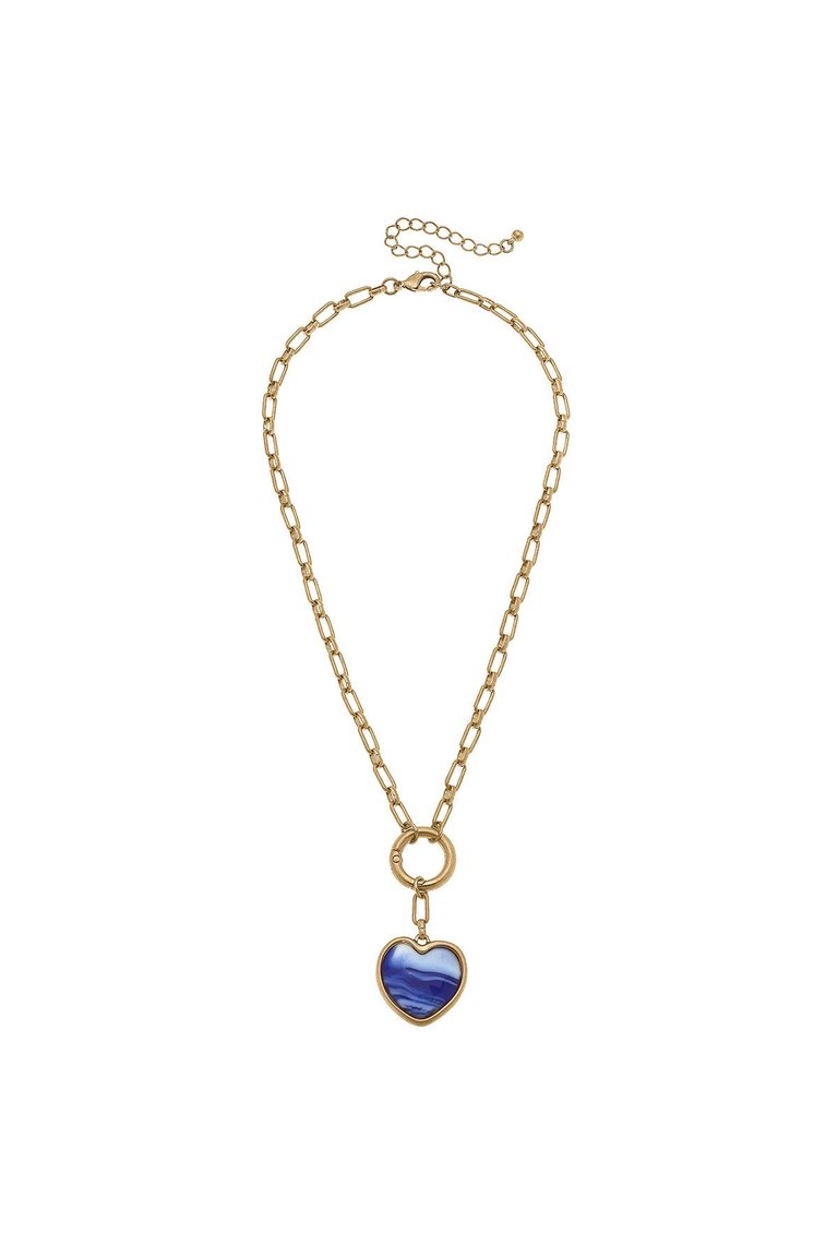 Kendall Murano Glass Heart Necklace in Blue