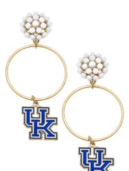 Kentucky Wildcats Pearl Cluster Enamel Hoop Earrings - Blue