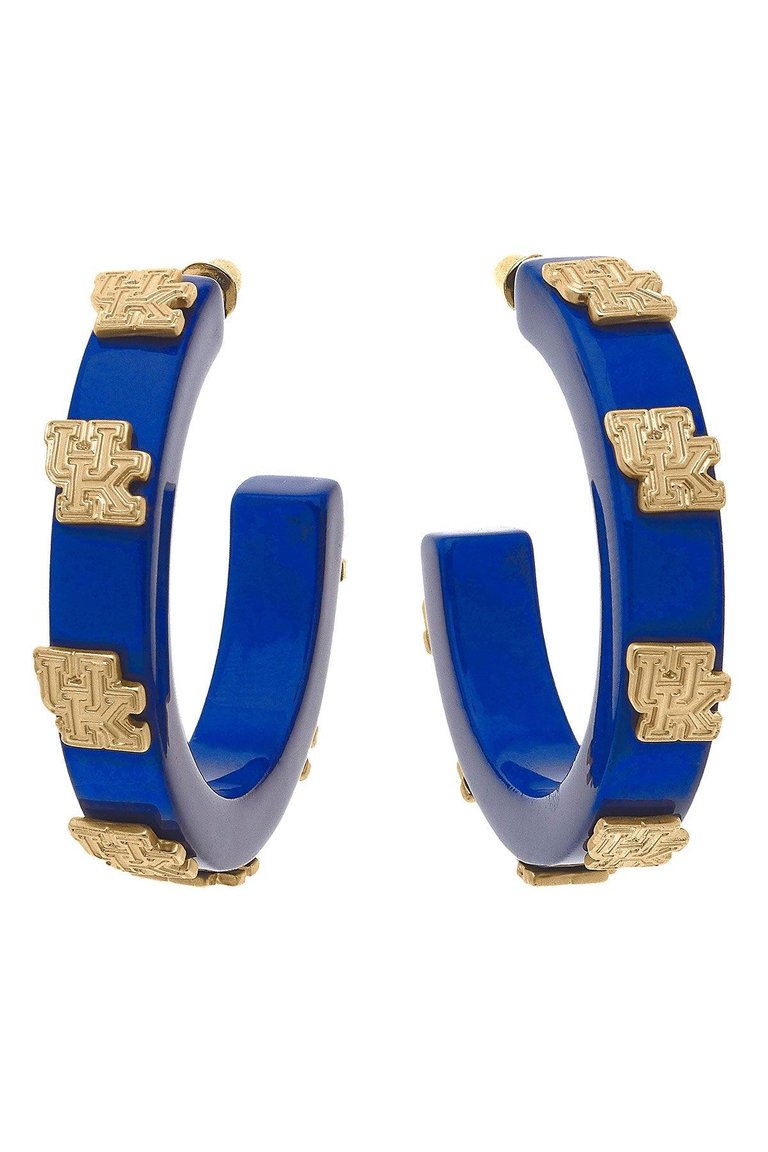 Kentucky Wildcats Resin Logo Hoop Earrings In Blue - Blue
