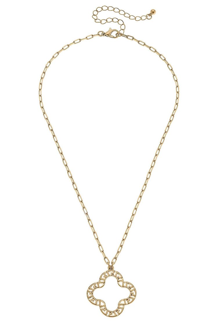 Kristin Greek Keys Clover Pendant Necklace