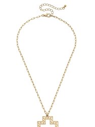 Kristin Greek Keys Cross Pendant Necklace
