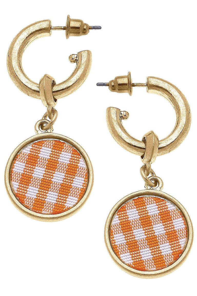 Kylee Gingham Drop Hoop Earrings in Orange - Orange
