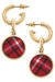 Kylee Tartan Drop Hoop Earrings - Red