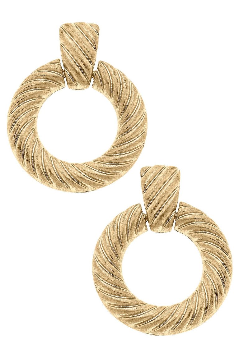 Kyra Twisted Metal Drop Hoop Earrings In Worn Gold - Worn Gold