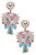 Laney Enamel Bridal Bouquet And Pearl Cluster Earrings - Pink/Blue