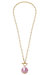 Laurel Chinoiserie T-Bar Necklace - Pink & White