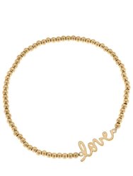 Leah Love Ball Bead Stretch Bracelet - Worn Gold
