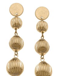 Leona Ribbed Metal Statement Earrings - Worn Gold
