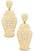 Lila Temple Jar Statement Earrings in Worn Gold - Gold