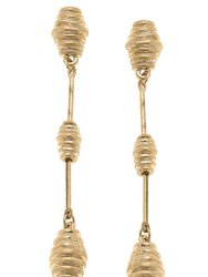 Lilith Beehive Drop Earrings - Worn Gold