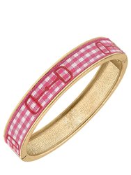 Lindsey Gingham Horsebit Bangle in Pink - Pink