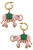 Livy Enamel Elephant Earrings - Pink & Green