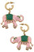 Livy Enamel Elephant Earrings - Pink & Green