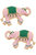 Livy Enamel Elephant Stud Earrings - Pink & Green