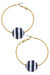 Lizzie Threaded Nautical Ceramic Hoop Earrings - Navy/White