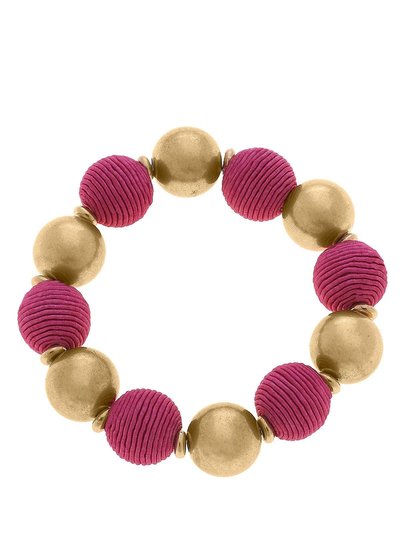 Canvas Style Lola Silk Cord Ball Bead Stretch Bracelet In Fuchsia product