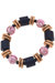 Lorelei Pink & White Chinoiserie & Painted Wood Stretch Bracelet - Navy