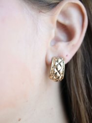 Lotus Chunky Quilted Metal Hoop Earrings