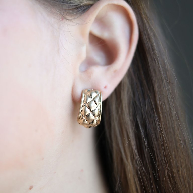 Lotus Chunky Quilted Metal Hoop Earrings