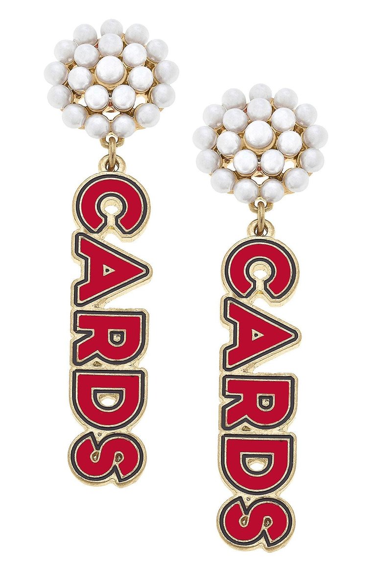 Louisville Cardinals Pearl Cluster Outline Enamel Earrings In Red/Black - Red